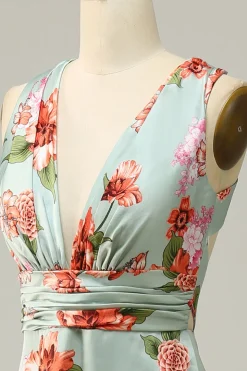 Verde Halter Sem Mangas Vestido de Dama de Honor