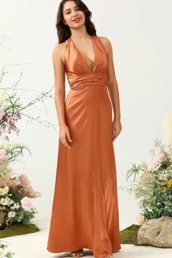 Verde Halter Sem Mangas Vestido de Dama de Honor
