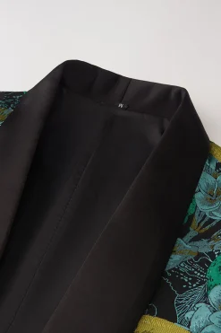 Verde Jacquard Lapela Shawl Blazer Masculino