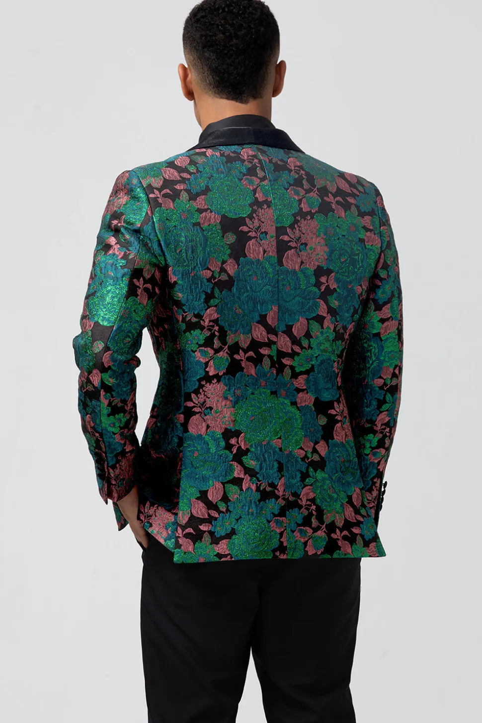 Verde Jacquard Xaile Lapela Um Botão Masculino Prom Blazer