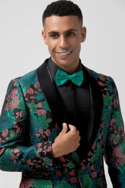 Verde Jacquard Xaile Lapela Um Botão Masculino Prom Blazer