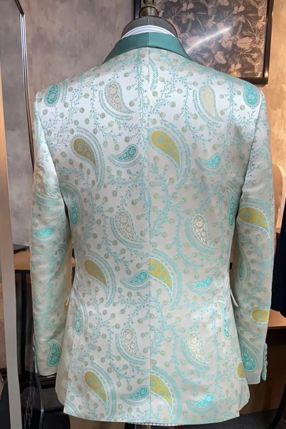 Verde Lapela Shawl 3 Peças Fato Formal