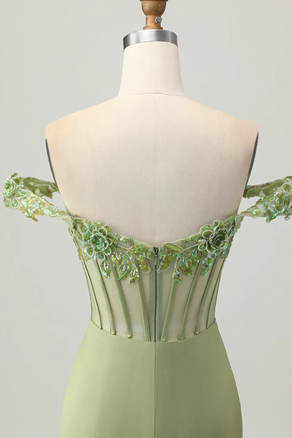 Verde Off The Shoulder Corset Sequins Bodycon Vestido Homecoming