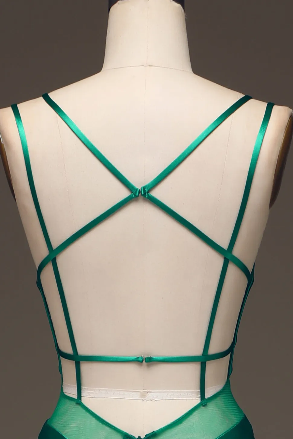 Verde profundo V-neck cetim sereia vestido de baile com renda-up para trás