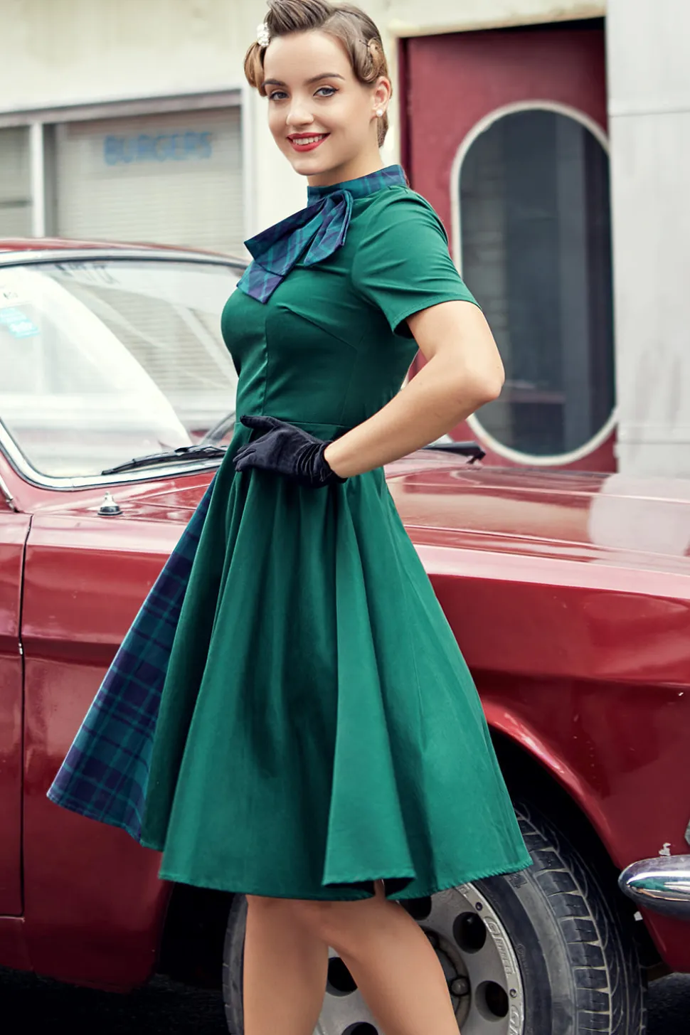 Verde 1950s Vestido Vintage