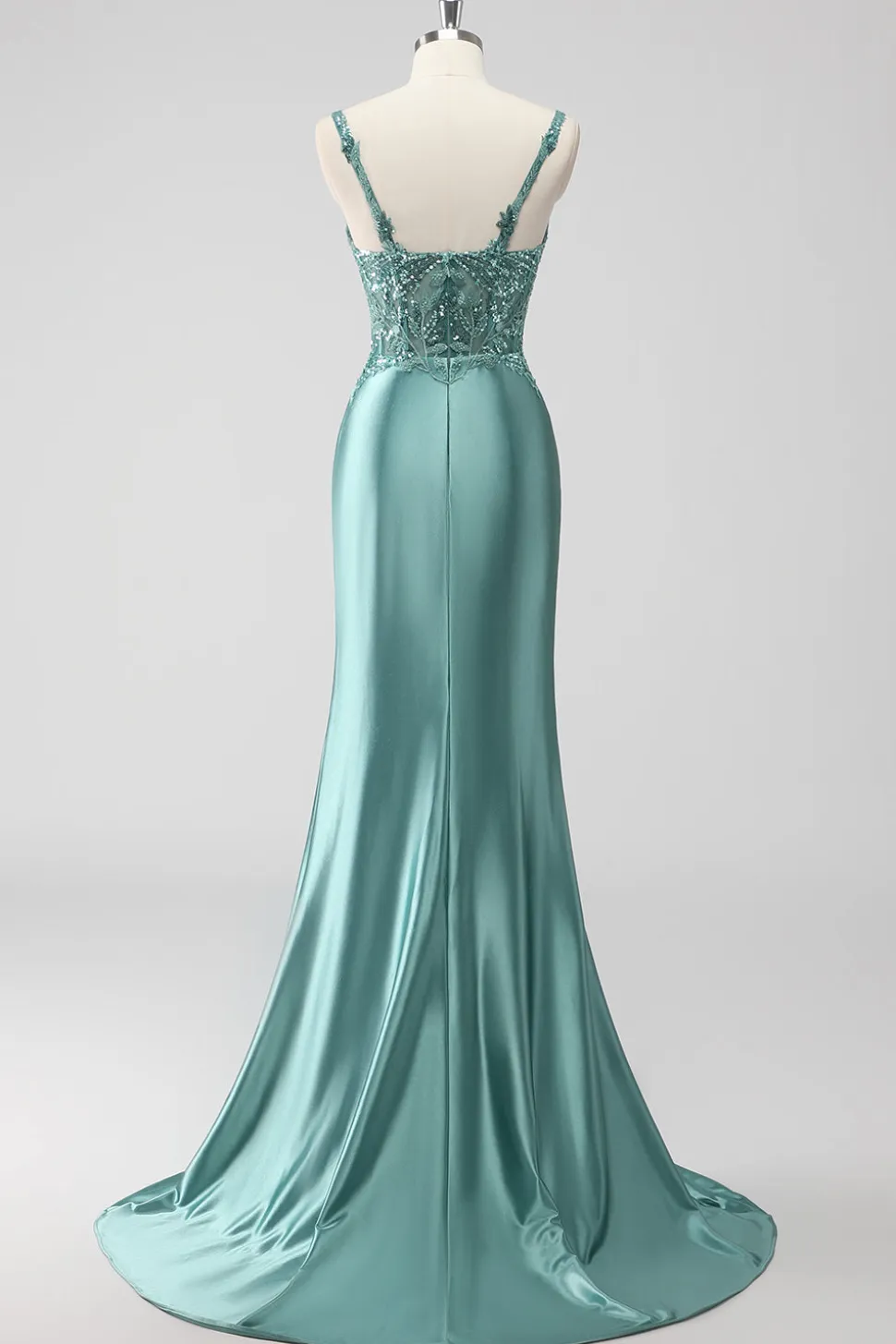 Verde Trompete/sereia Cetim Ruched Longos Vestido De Baile com Fenda