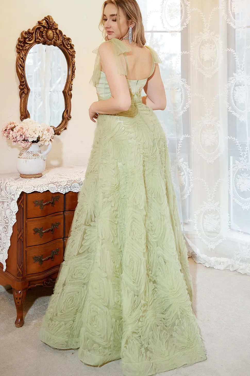 Verde Tule Mais Tamanho Vestido de Festa