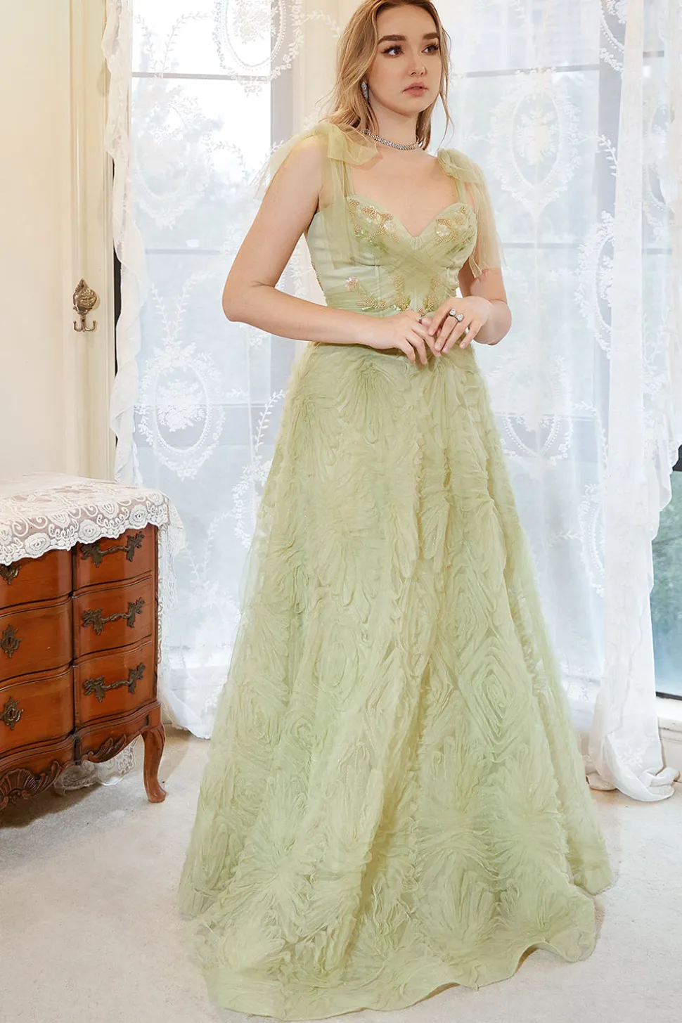 Verde Tule Mais Tamanho Vestido de Festa