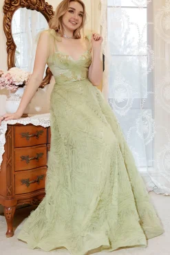 Verde Tule Mais Tamanho Vestido de Festa