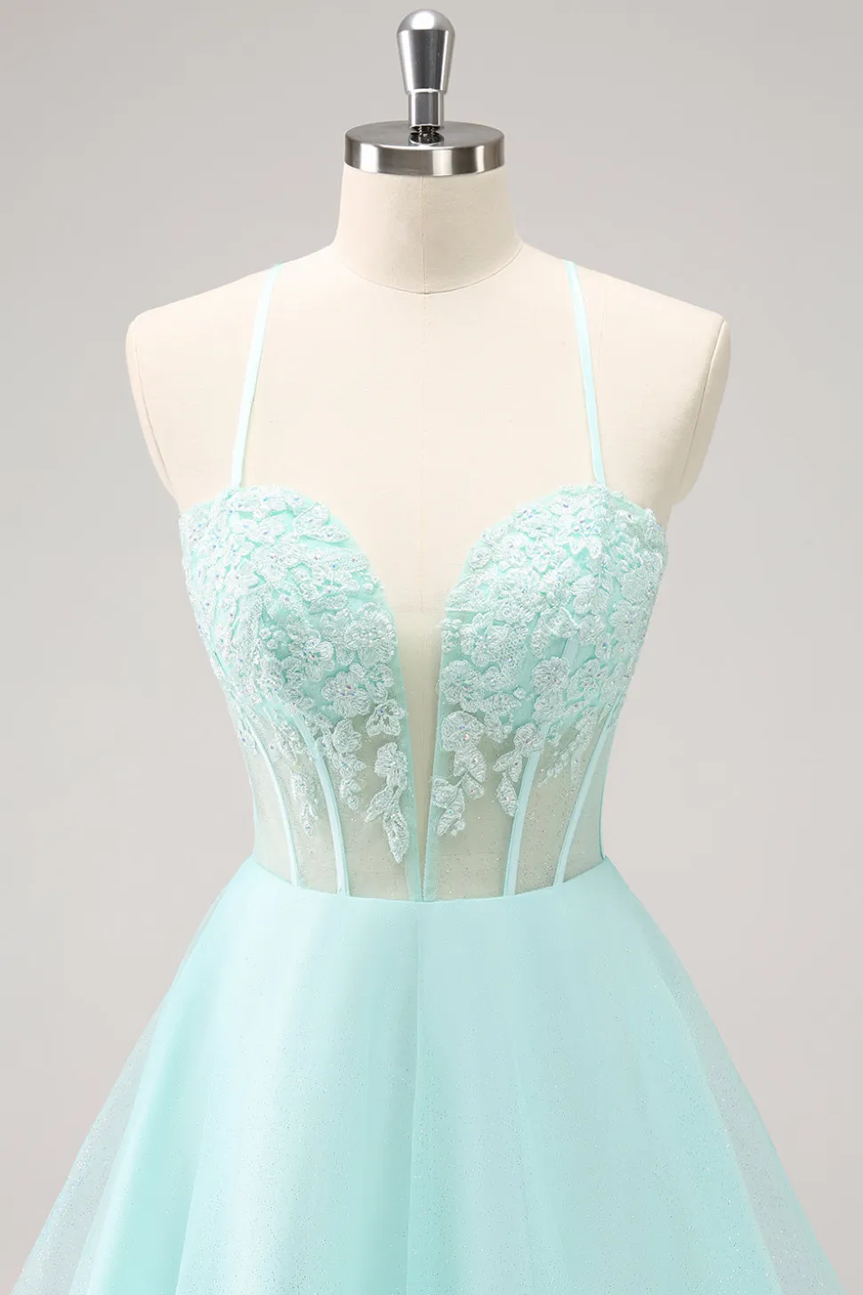 Verde Uma Linha Espaguete Correias Corset Vestido Curto Homecoming