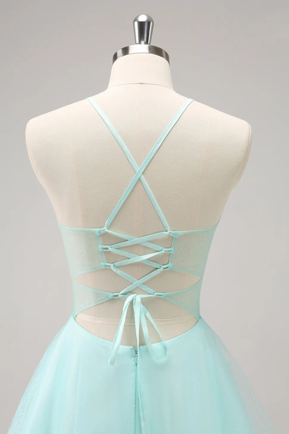 Verde Uma Linha Espaguete Correias Corset Vestido Curto Homecoming