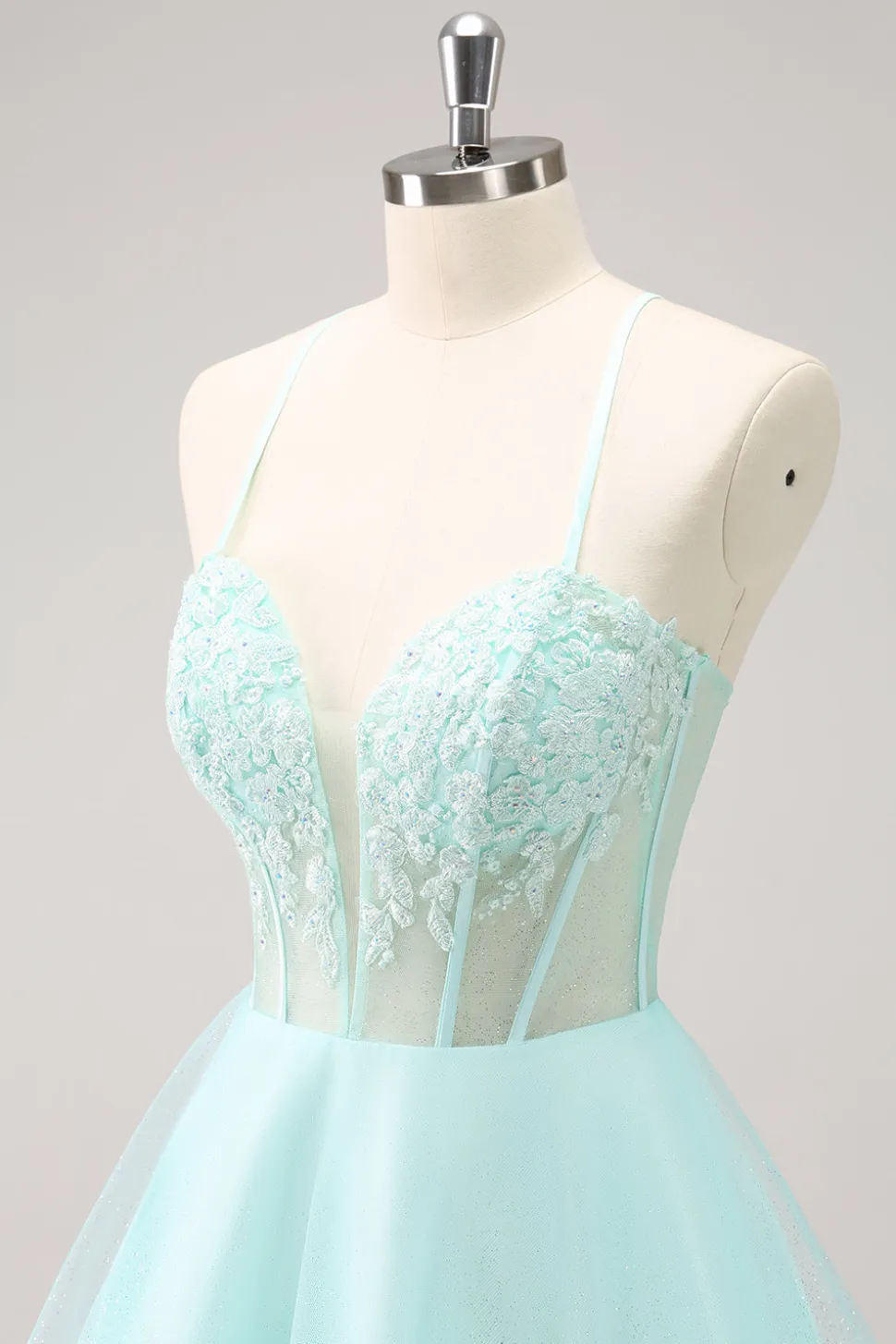 Verde Uma Linha Espaguete Correias Corset Vestido Curto Homecoming