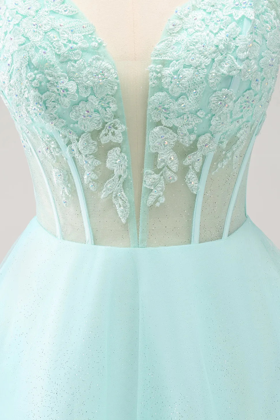 Verde Uma Linha Espaguete Correias Corset Vestido Curto Homecoming