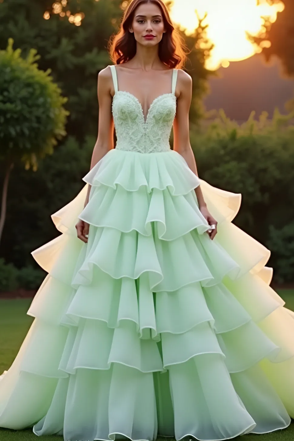 Verde Uma linha querida vestido de baile de formatura babado