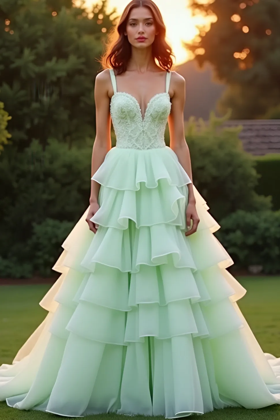Verde Uma linha querida vestido de baile de formatura babado