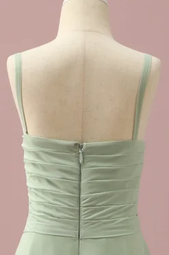Verde Vestido Dama de Honor Júnior Cintas de Espaguete