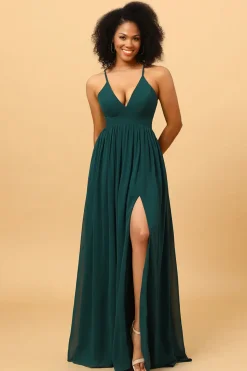 Verde Vestido de Dama de Honra Cintas de Espaguete