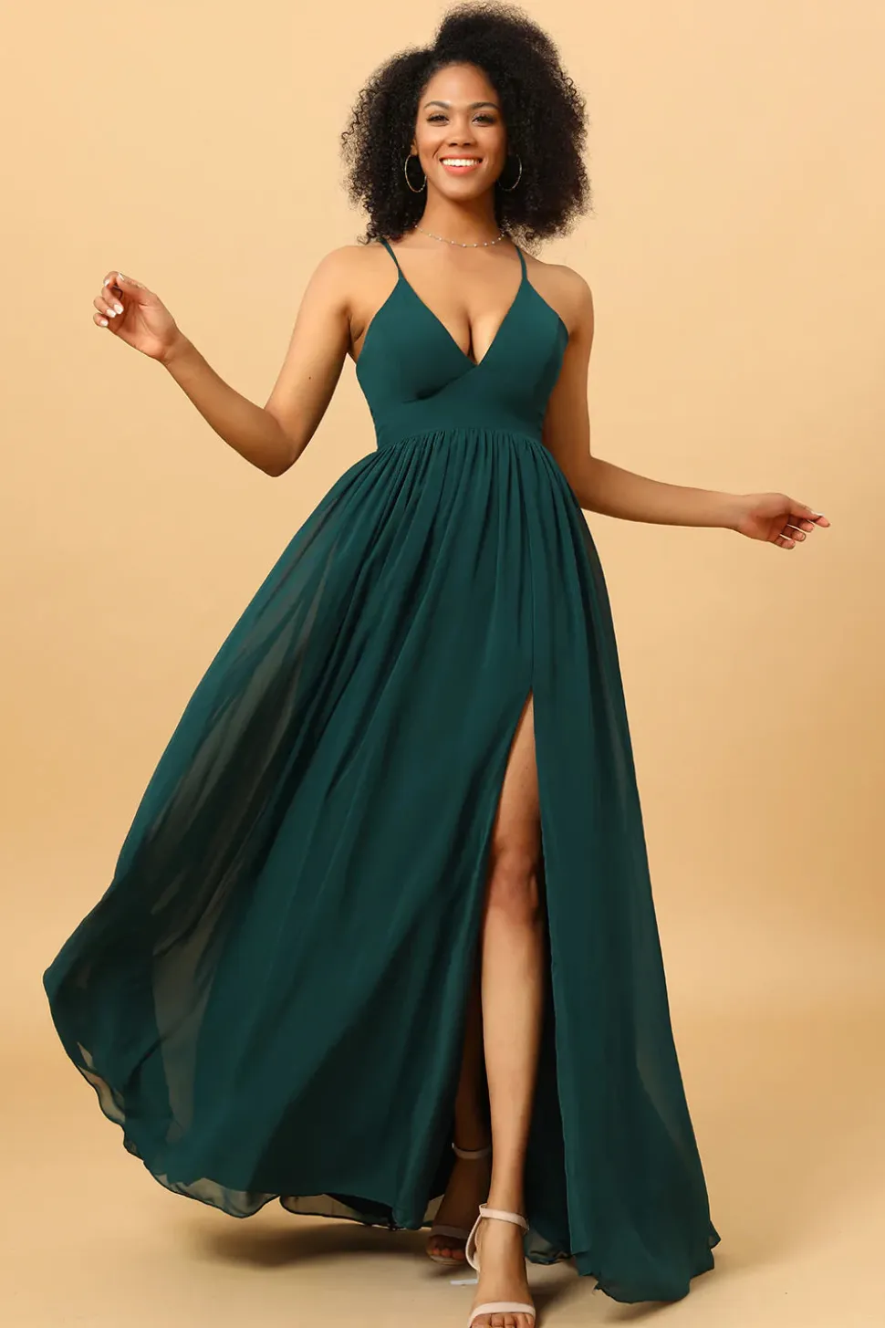 Verde Vestido de Dama de Honra Cintas de Espaguete