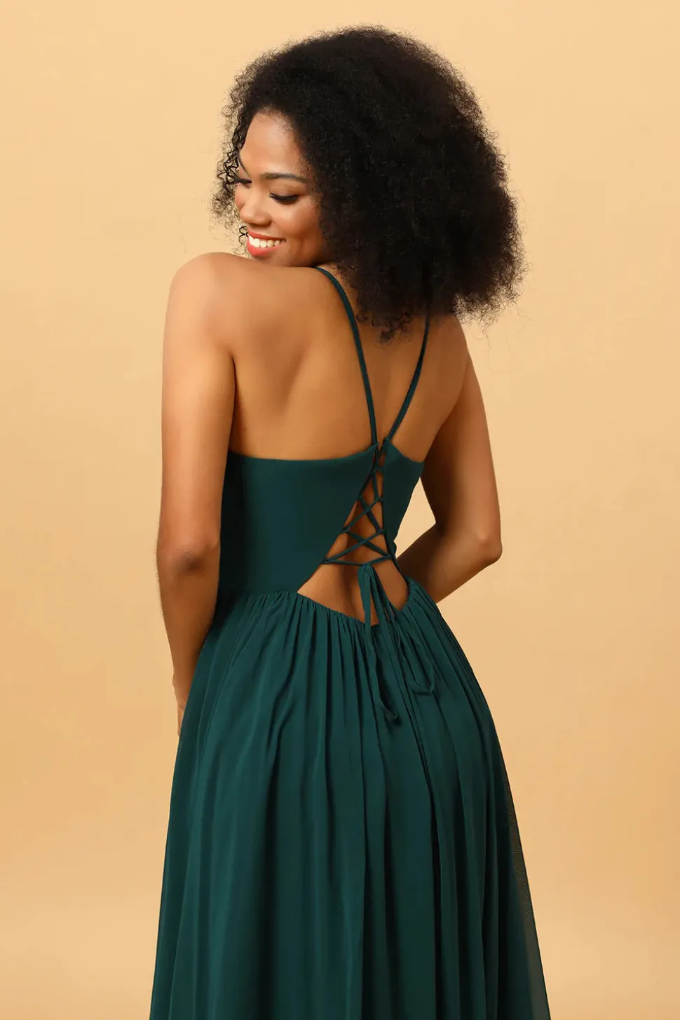 Verde Vestido de Dama de Honra Cintas de Espaguete