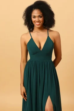 Verde Vestido de Dama de Honra Cintas de Espaguete