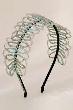 Verde Vintage Bridal Crystal Headband para festa de casamento