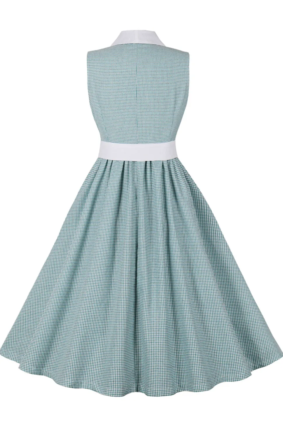 Verde xadrez sem mangas swing vestido dos anos 1950