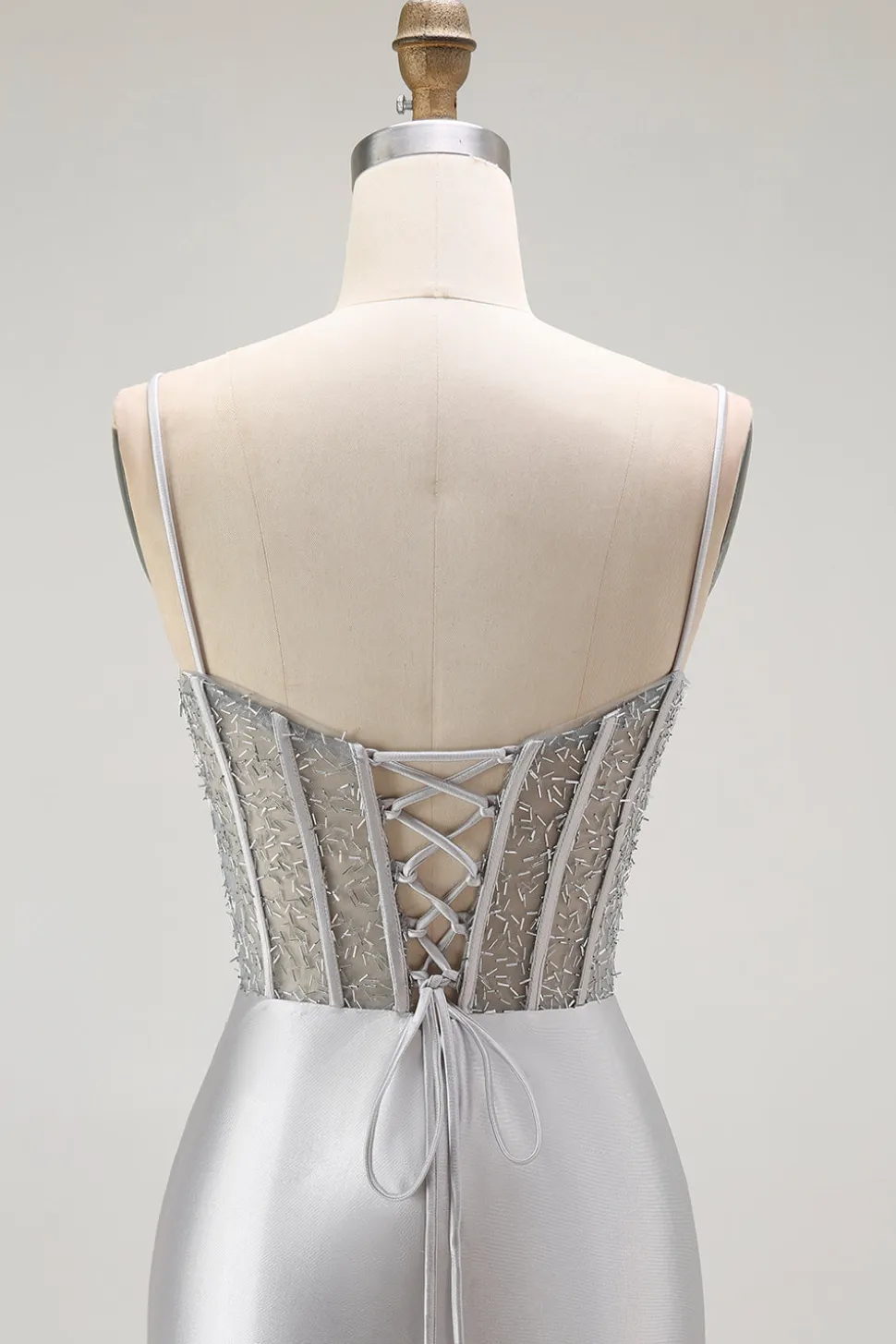 Vermelha Sereia Cetim Espartilho Longos Vestido de Baile com Fenda