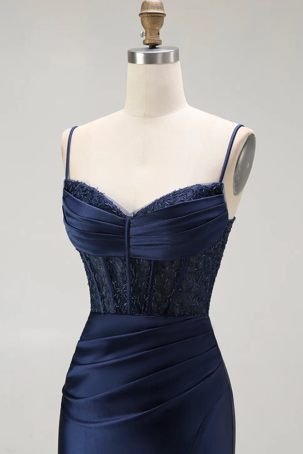 Vermelha Sereia Cetim Espartilho Longos Vestido de Baile com Fenda
