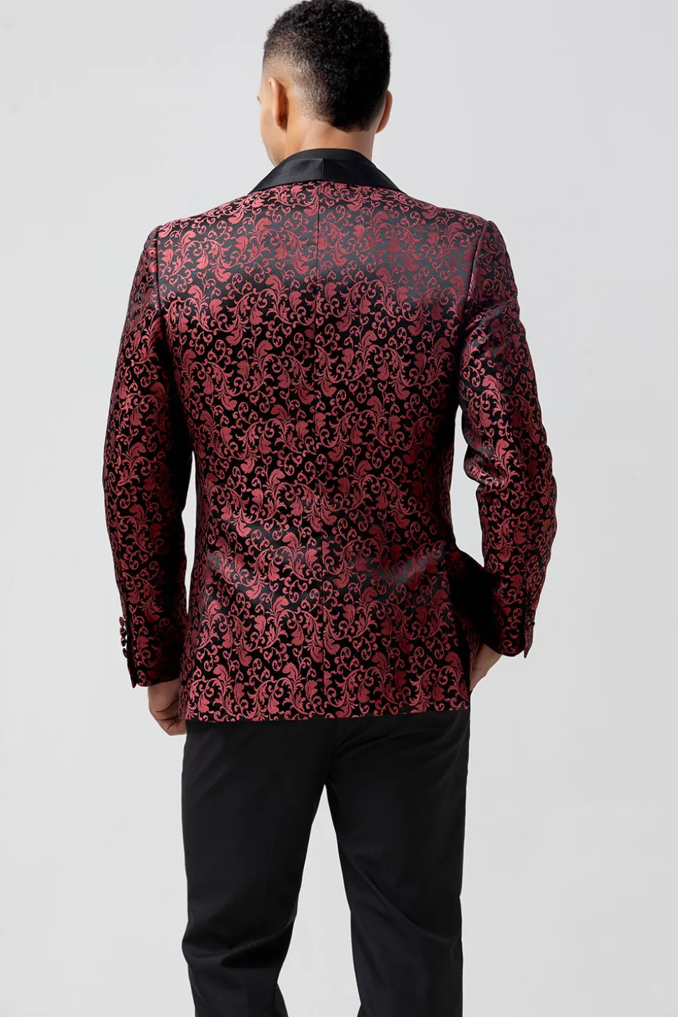 Vermelho 2 Peças Jacquard Xaile Lapela Fatos de Casamento Masculinos