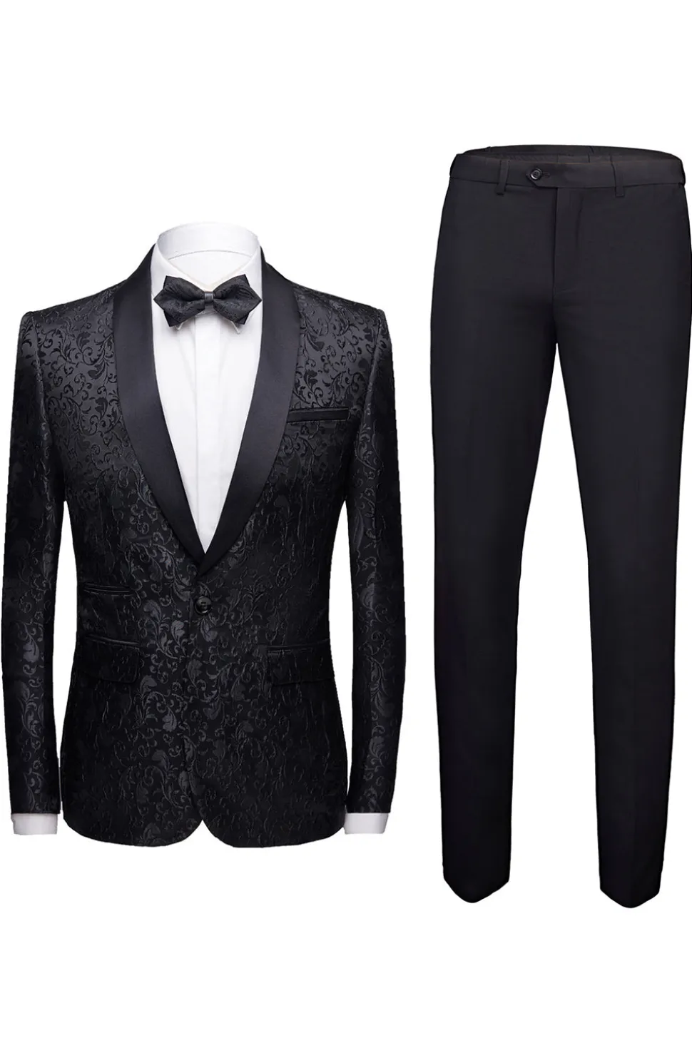 Vermelho 2 Peças Jacquard Xaile Lapela Fatos de Casamento Masculinos