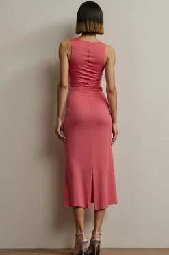 Vermelho Bainha Sem Mangas Longos Vestido Para Casamento Convidada
