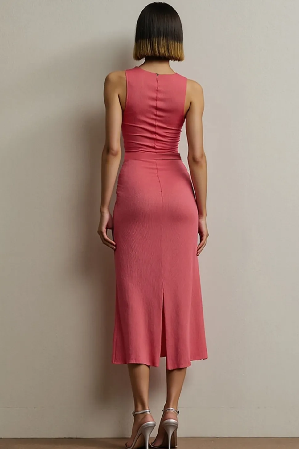 Vermelho Bainha Sem Mangas Longos Vestido Para Casamento Convidada