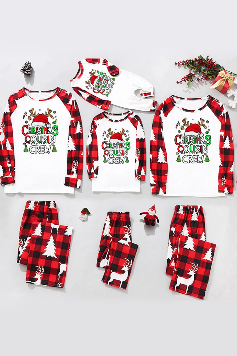 Vermelho e Branco Natal Impresso Família Pijamas set