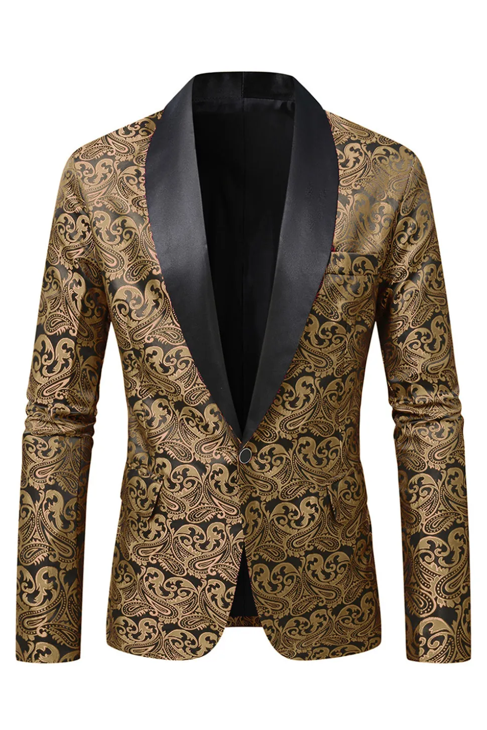 Vermelho Escuro Jacquard Xale Lapela Masculino Prom Blazer