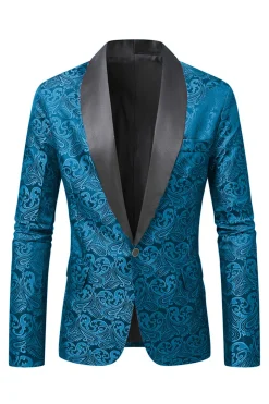 Vermelho Escuro Jacquard Xale Lapela Masculino Prom Blazer
