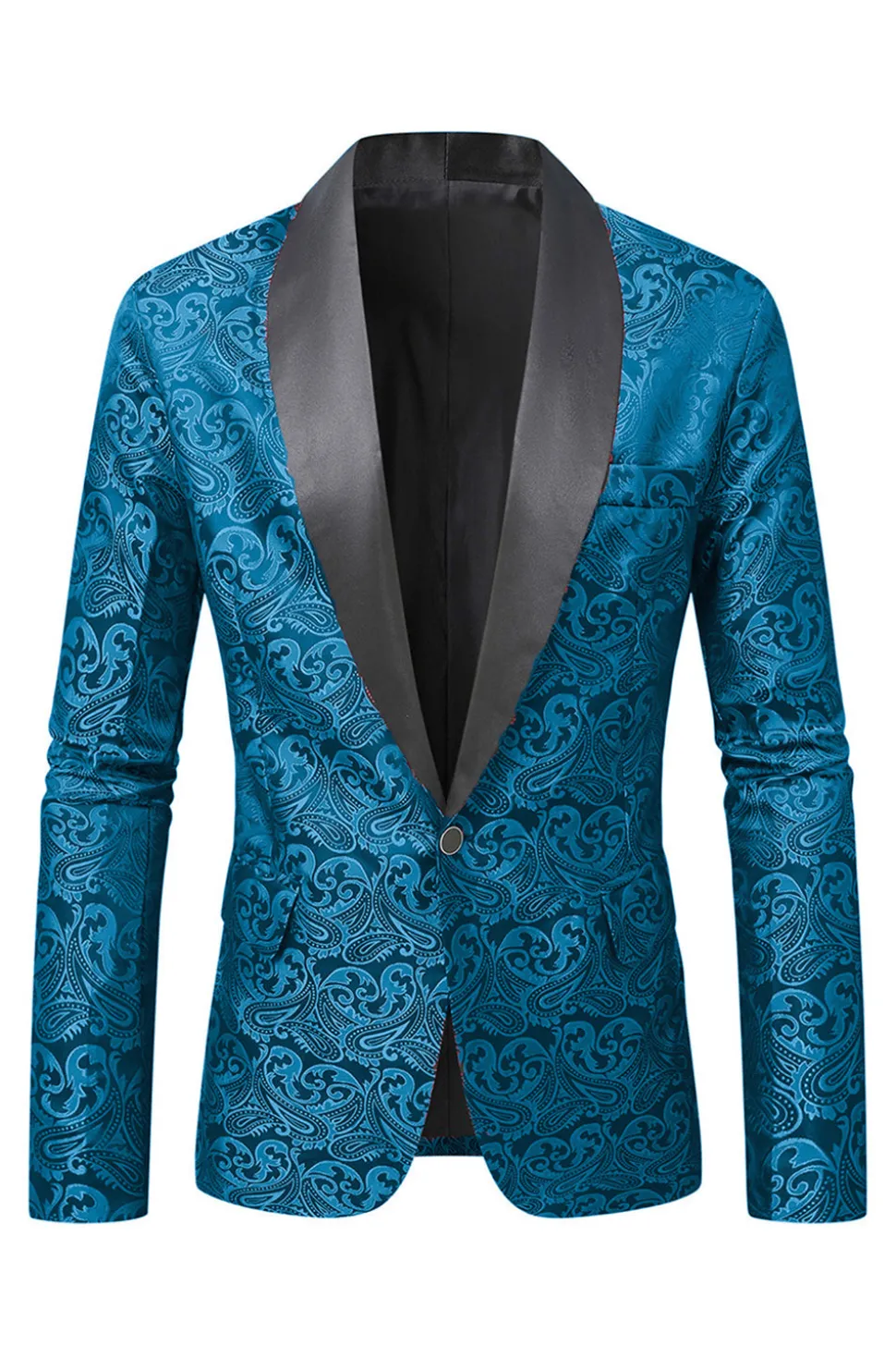 Vermelho Escuro Jacquard Xale Lapela Masculino Prom Blazer