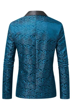 Vermelho Escuro Jacquard Xale Lapela Masculino Prom Blazer