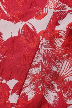 Vermelho Floral Jacquard 2 Peças Homens Ternos