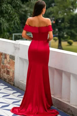 Vermelho fora do ombro Vestidos De Baile