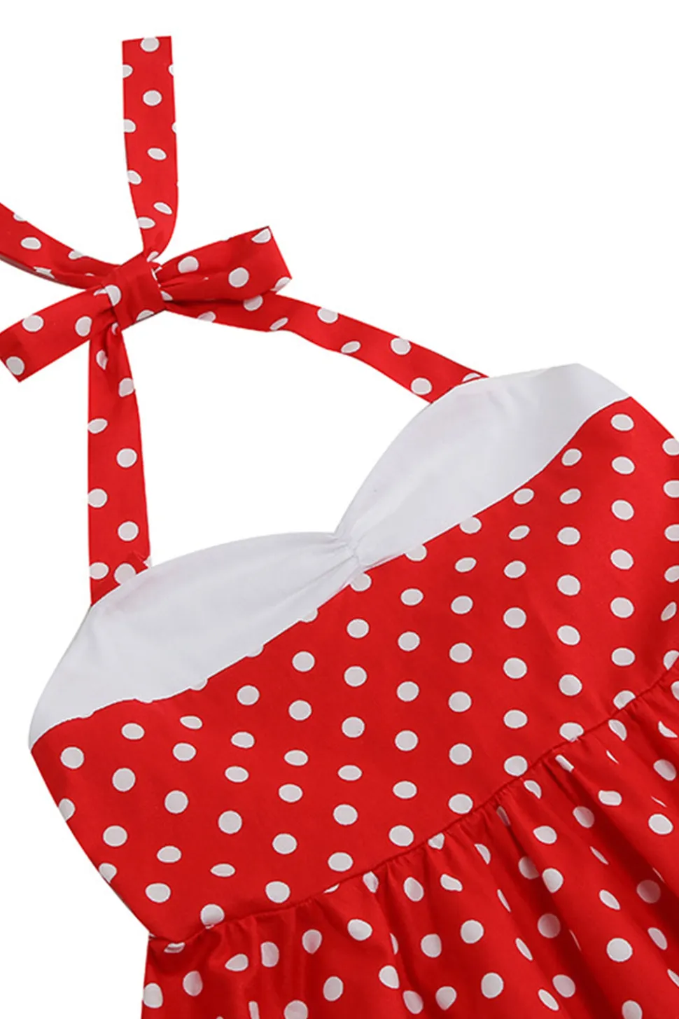Vermelho Halter Pontos de Polka 1950s Vestido de Menina