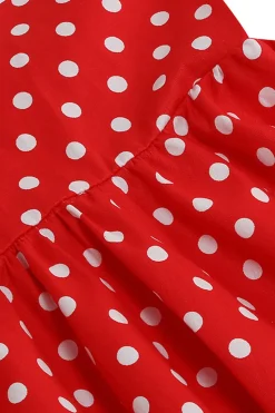 Vermelho Halter Pontos de Polka 1950s Vestido de Menina