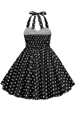 Vermelho Halter Pontos de Polka 1950s Vestido de Menina