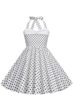 Vermelho Halter Pontos de Polka 1950s Vestido de Menina