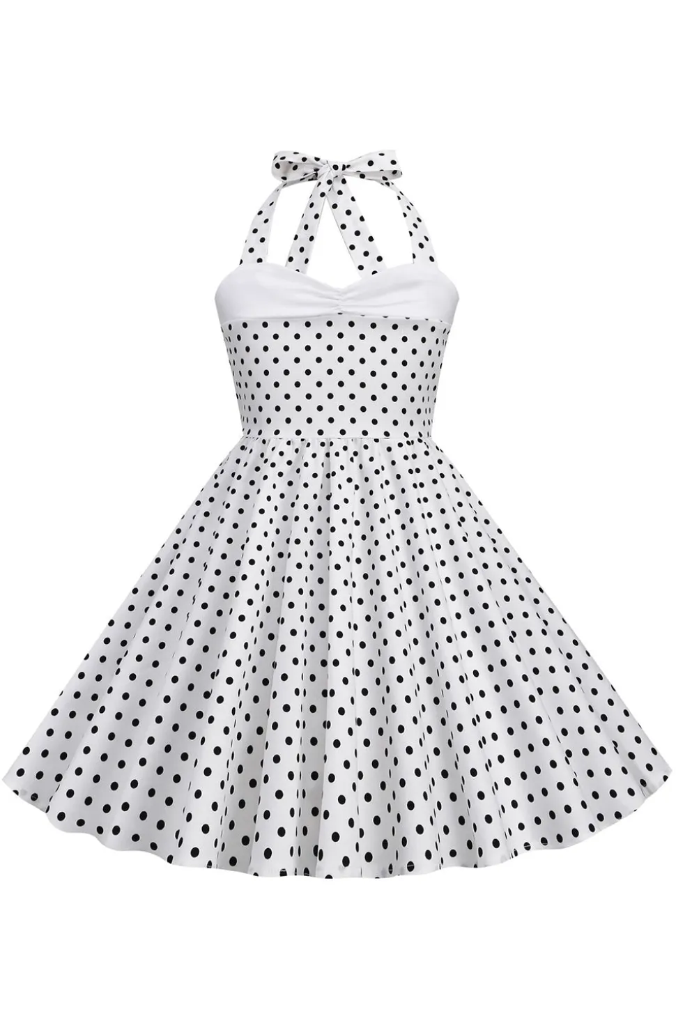 Vermelho Halter Pontos de Polka 1950s Vestido de Menina
