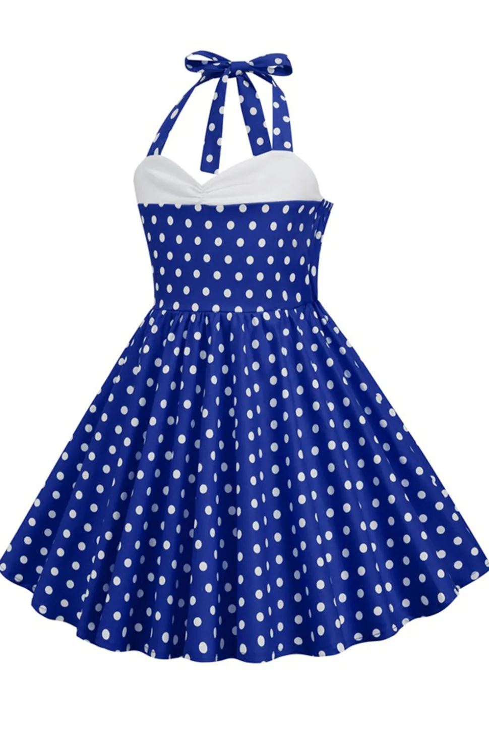 Vermelho Halter Pontos de Polka 1950s Vestido de Menina