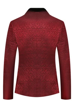 Vermelho Jacquard 2 Peças Homens Prom Ternos