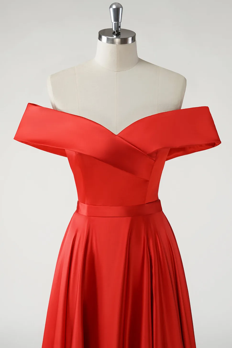 Vermelho Uma linha fora do ombro Ruched Long Prom Dress