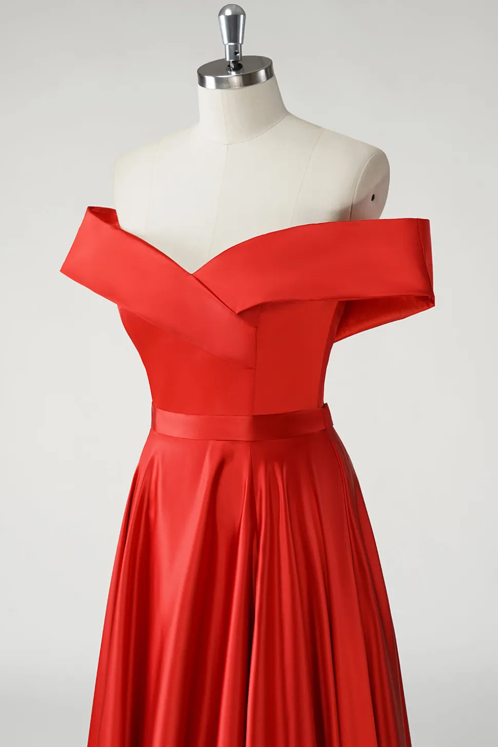 Vermelho Uma linha fora do ombro Ruched Long Prom Dress