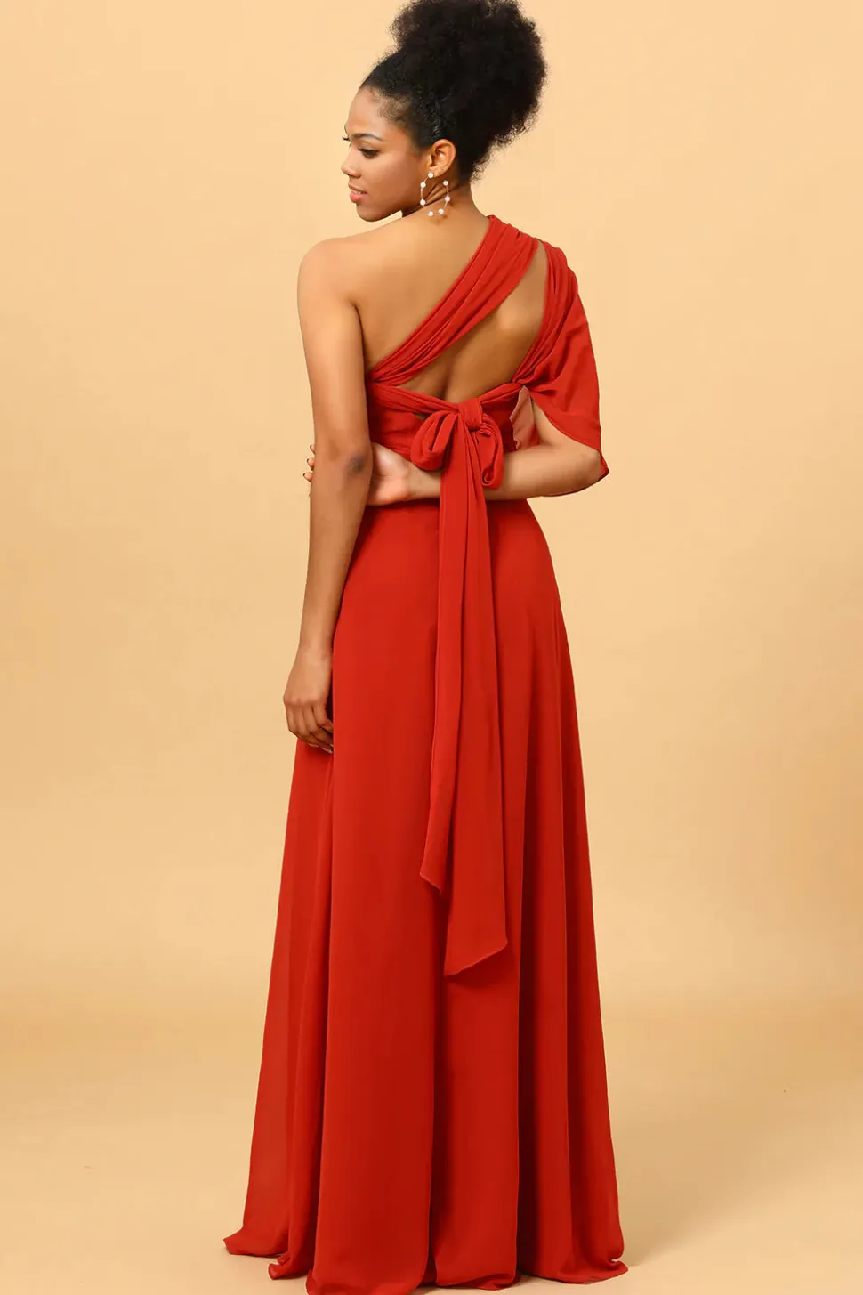 Vermelho Vestido de Dama de Honra Halter