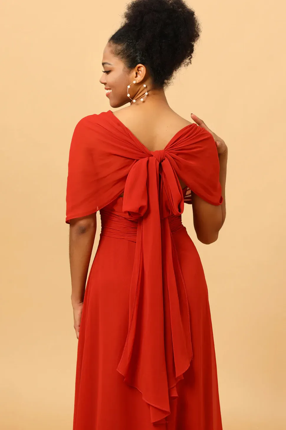 Vermelho Vestido de Dama de Honra Halter